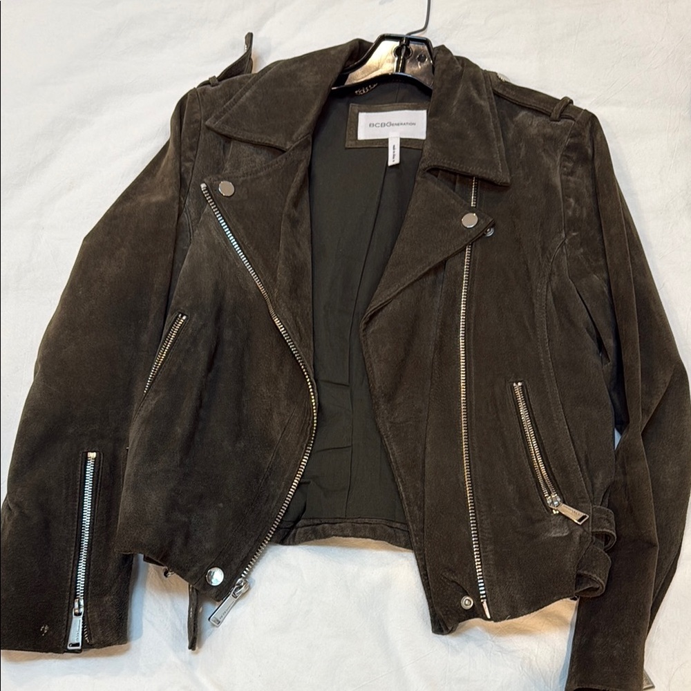 BCBGMAXAZRIA Women's Brown Suede Jacket